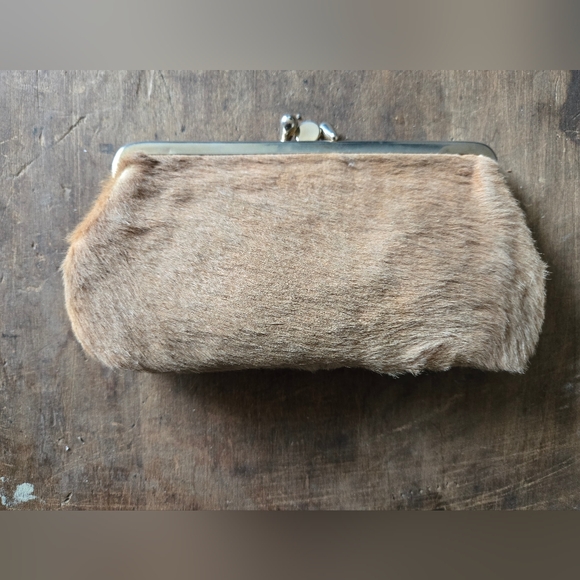 Vintage Australia Map Haircalf Coin Purse Kiss Lock Clutch - Picture 3 of 6